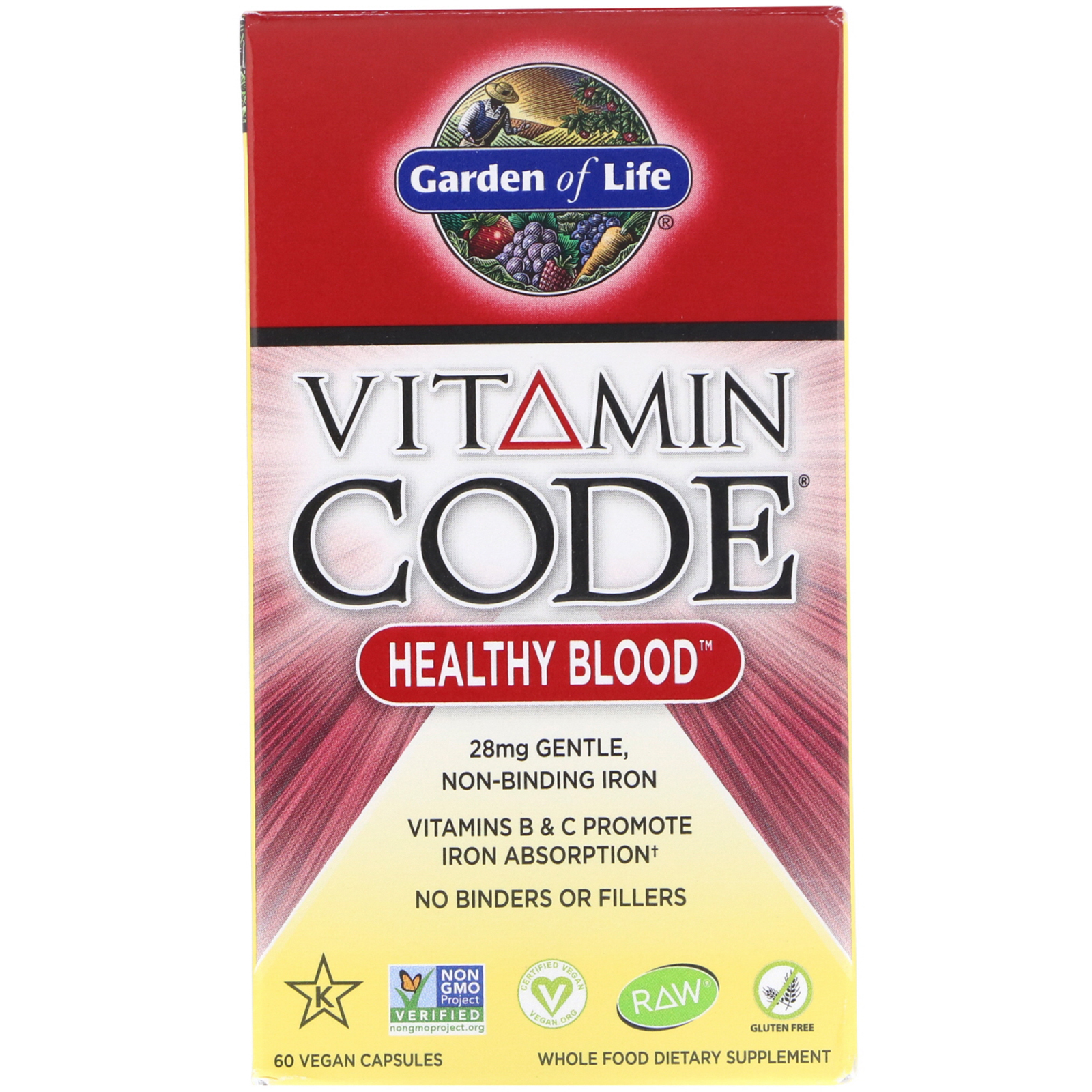 Garden of Life, Vitamin Code, для здоровья крови, 60 растительных капсул