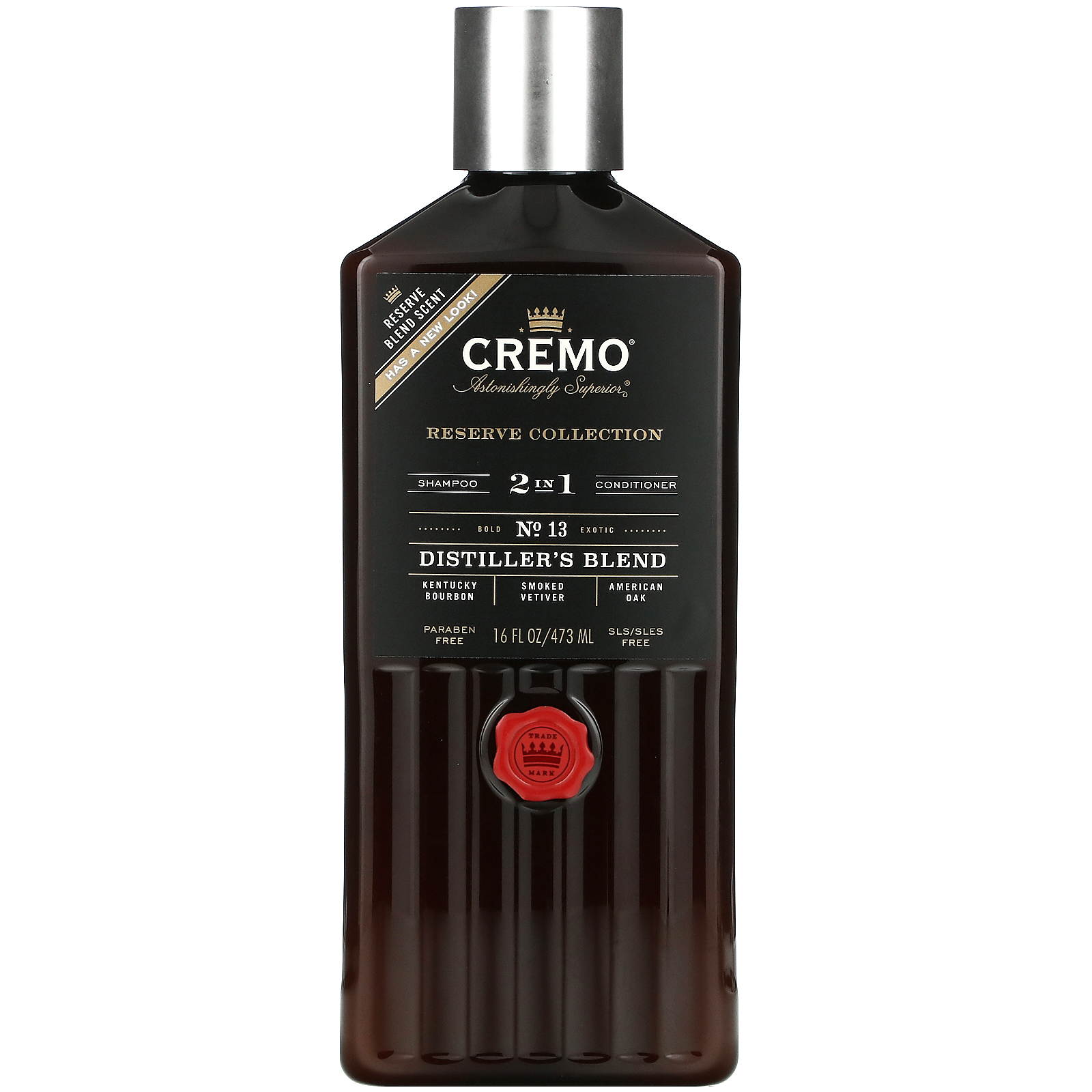 Cremo, Reserve Blend, 2 in 1 Shampoo &amp; Conditioner, No. 13, Distillers Blend, 16 fl oz (473 ml)