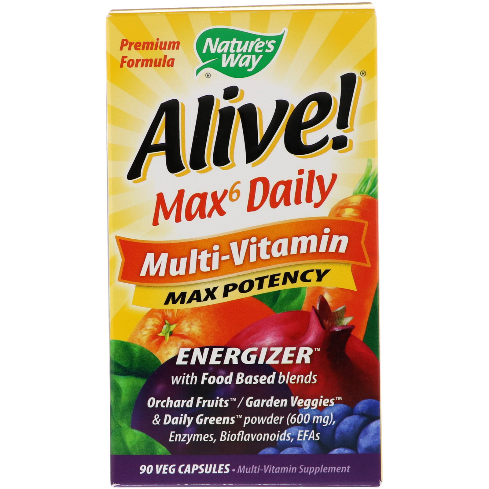 Nature's Way, Живой! Мультивитамины Max6 для ежедневного приема, 90 растительных капсул