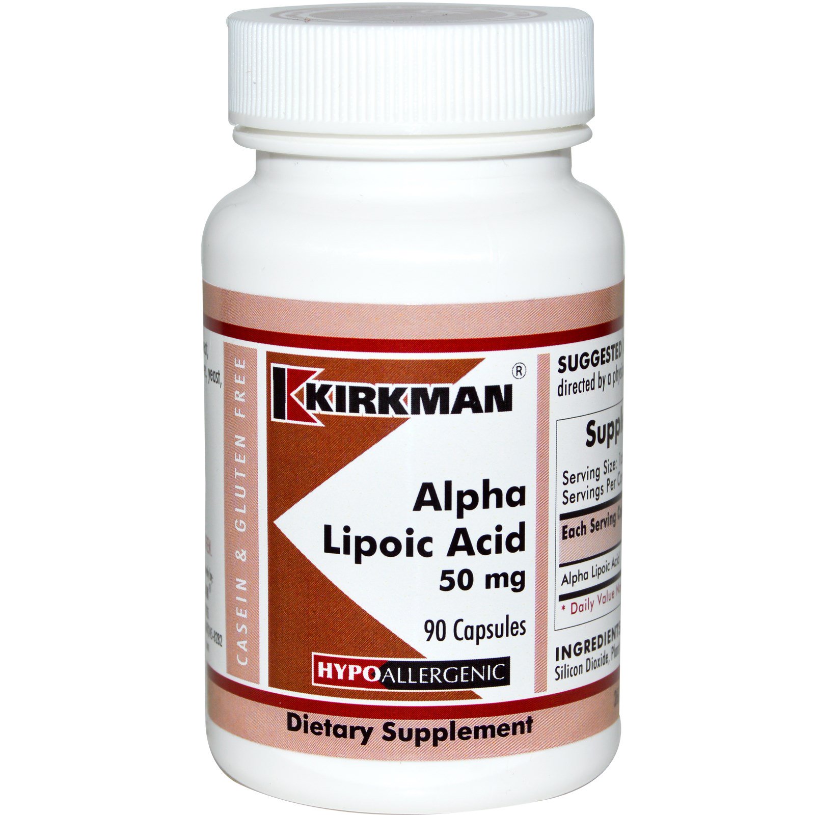 Kirkman Labs, Альфа-липоевая кислота, 50 мг, 90 капсул