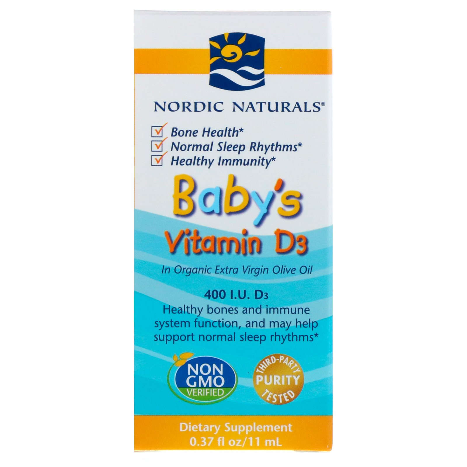 Nordic Naturals, Витамин Д3 для детей, 400 МЕ, 11 мл (0,37 fl oz)