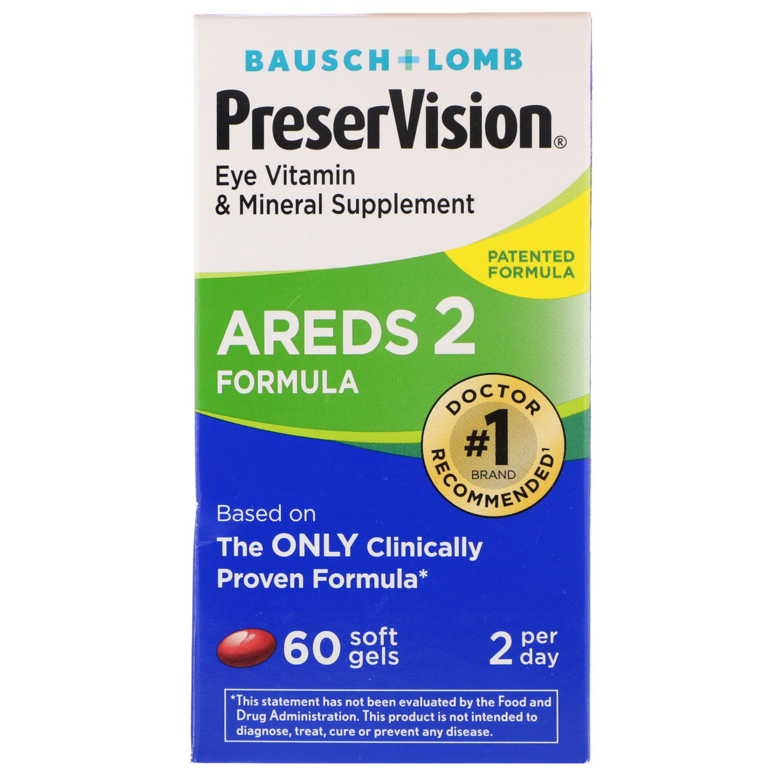 Bausch &amp; Lomb, PreserVision, AREDS 2 Formula, 60 Soft Gels