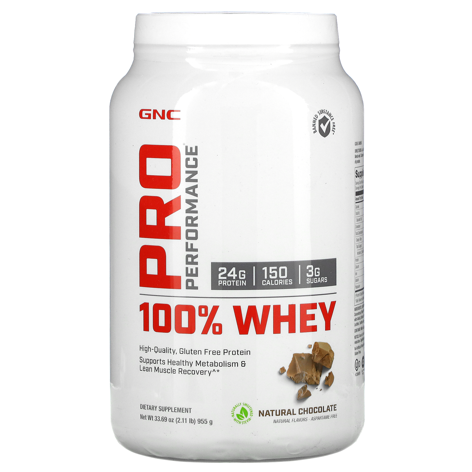 GNC Pro Performance, 100% Whey, Natural Chocolate, 2.11 lb (955 g)