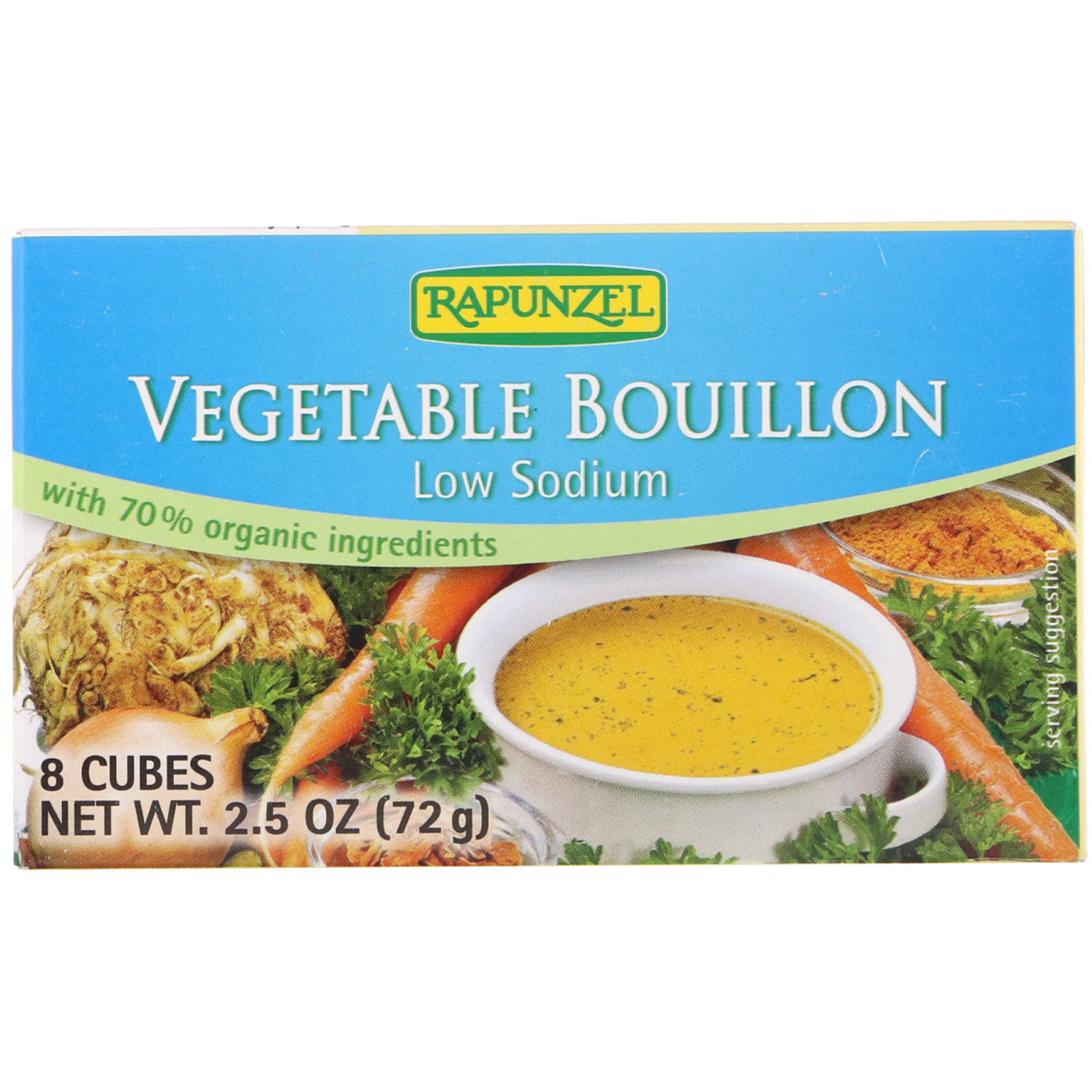 Rapunzel, Vegan Vegetable Bouillon, Low Sodium, 8 Cubes 2.5 oz (72 g)