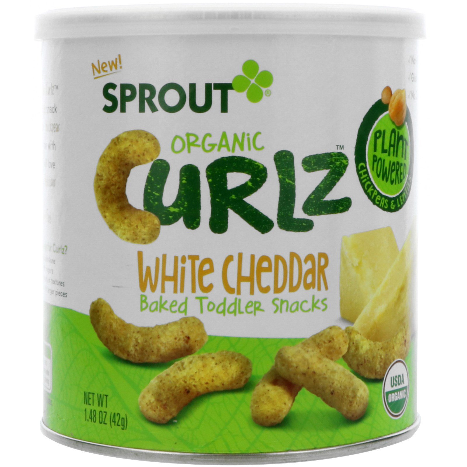 Sprout Organic, Curlz, белый чеддер, 1,48 унц. (42 г)