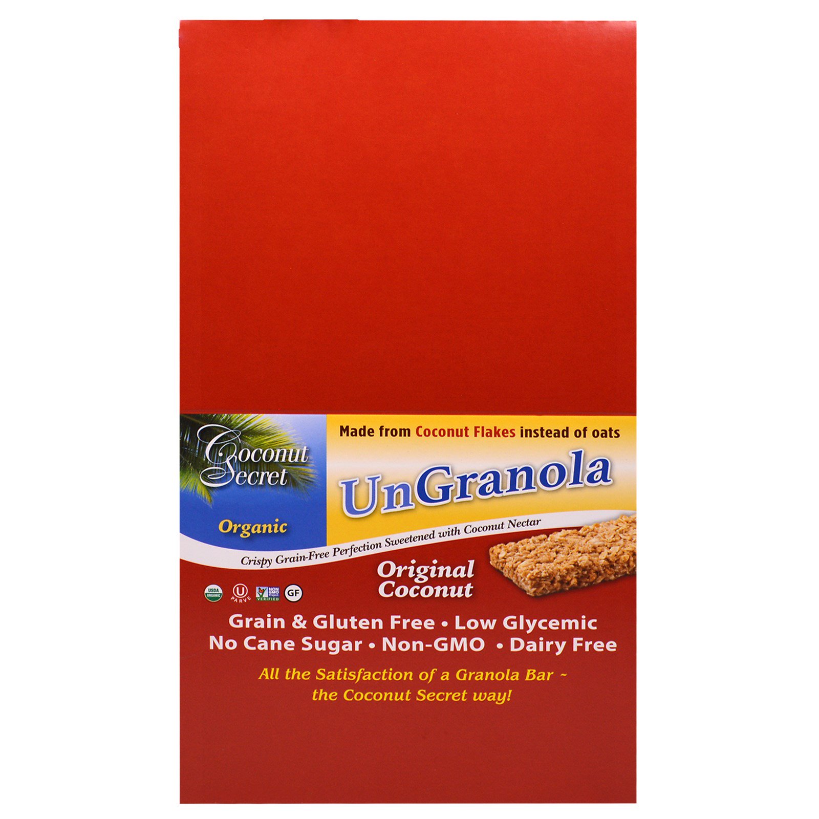 Coconut Secret, Органический Оригинальный Кокосовый Батончик Ungranola, 12 Батончиков, по 1,2 унции (34 г) каждый