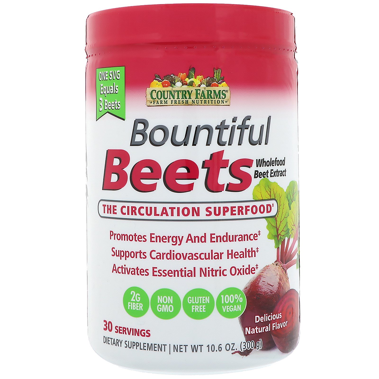 Country Farms, Bountiful Beets, суперпродукты для кровообращения, отличный натуральный вкус, 300 г (10,6 унций)