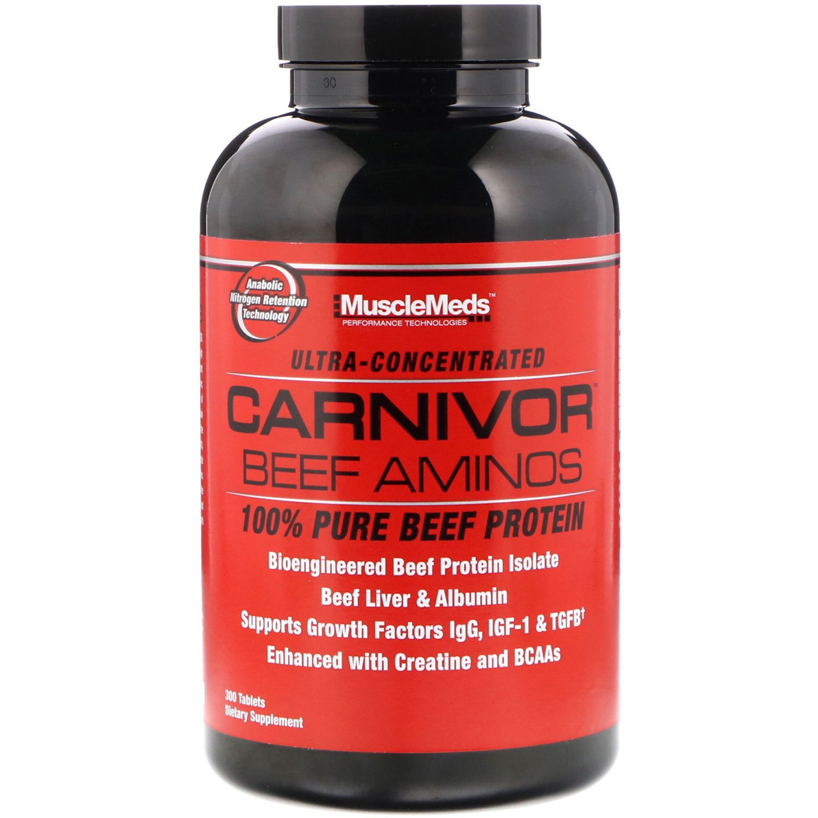 MuscleMeds, Аминокислоты Carnivor Beef, 100% чистый говяжий протеин, 300 таблеток