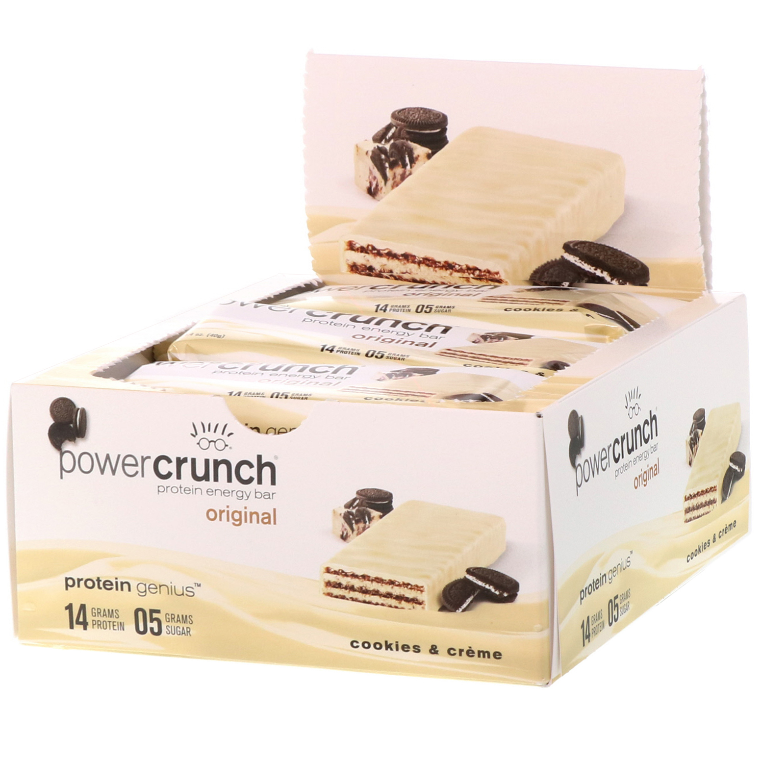 BNRG, Энергетический батончик Power Crunch Protein, оригинальный, печенье с кремом, 12 баточников, 1,4 унц. (40 г) в каждом