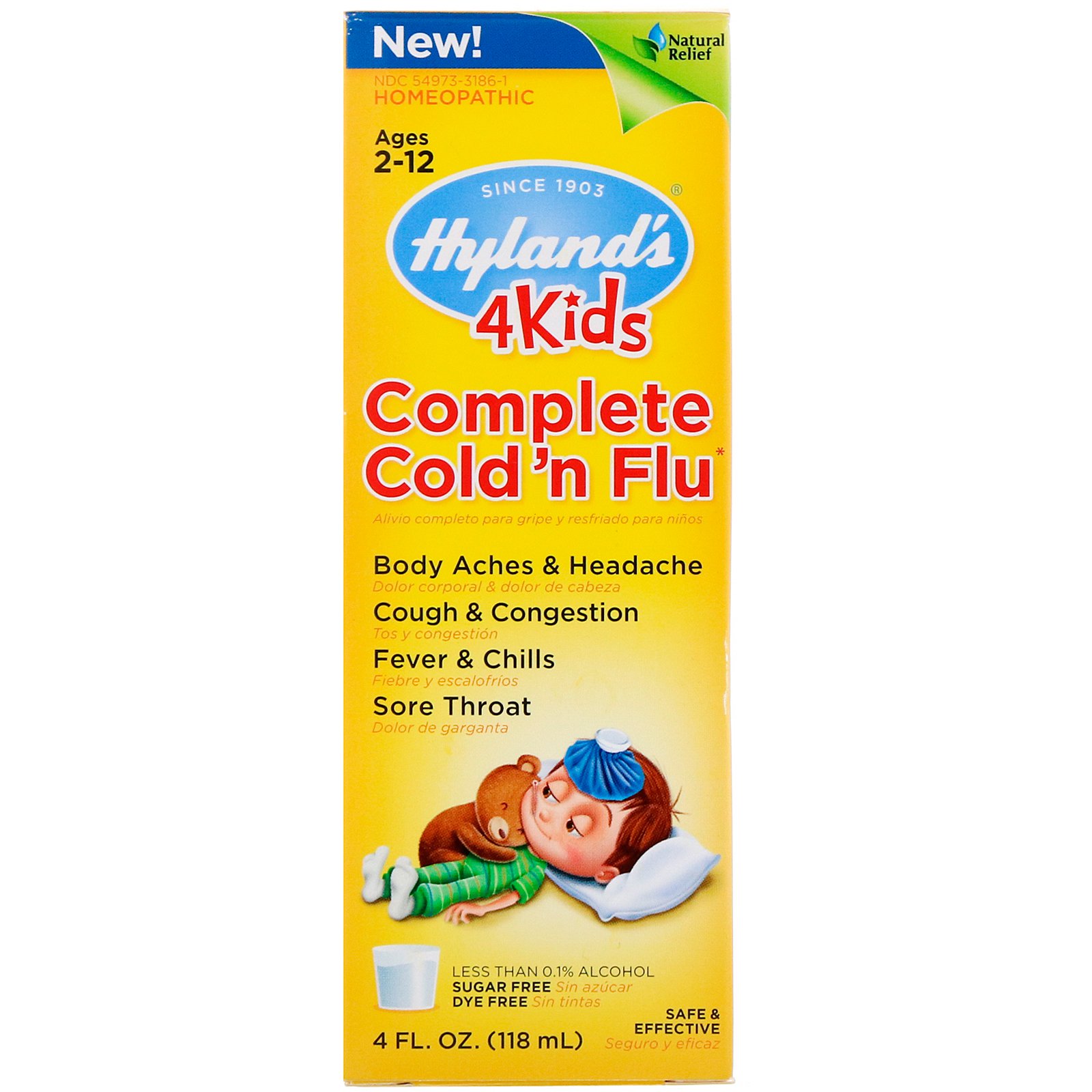 Hyland's, 4Kids, Complete Cold 'n Flu, Ages 2-12, 4 fl oz (118 ml)