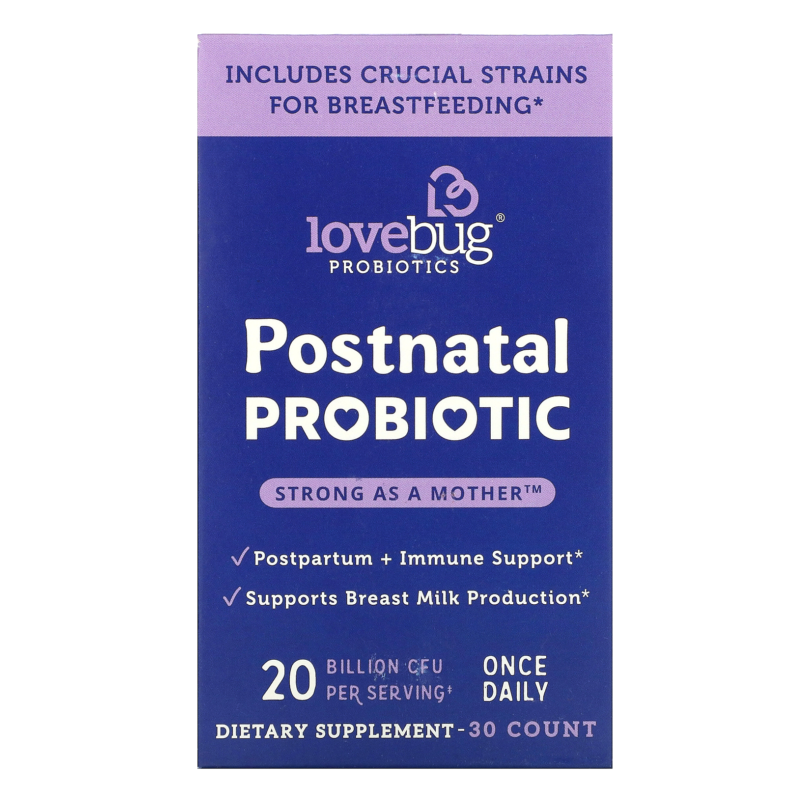 LoveBug, Postnatal Probiotic, 20 Billion CFU, 30 Count