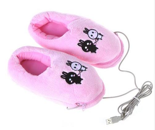 Тапки с подогревом Aliexpress Winter Practical Plush USB Foot Warmer Shoes Soft Electric Heating Slipper Cute Rabbits Pink