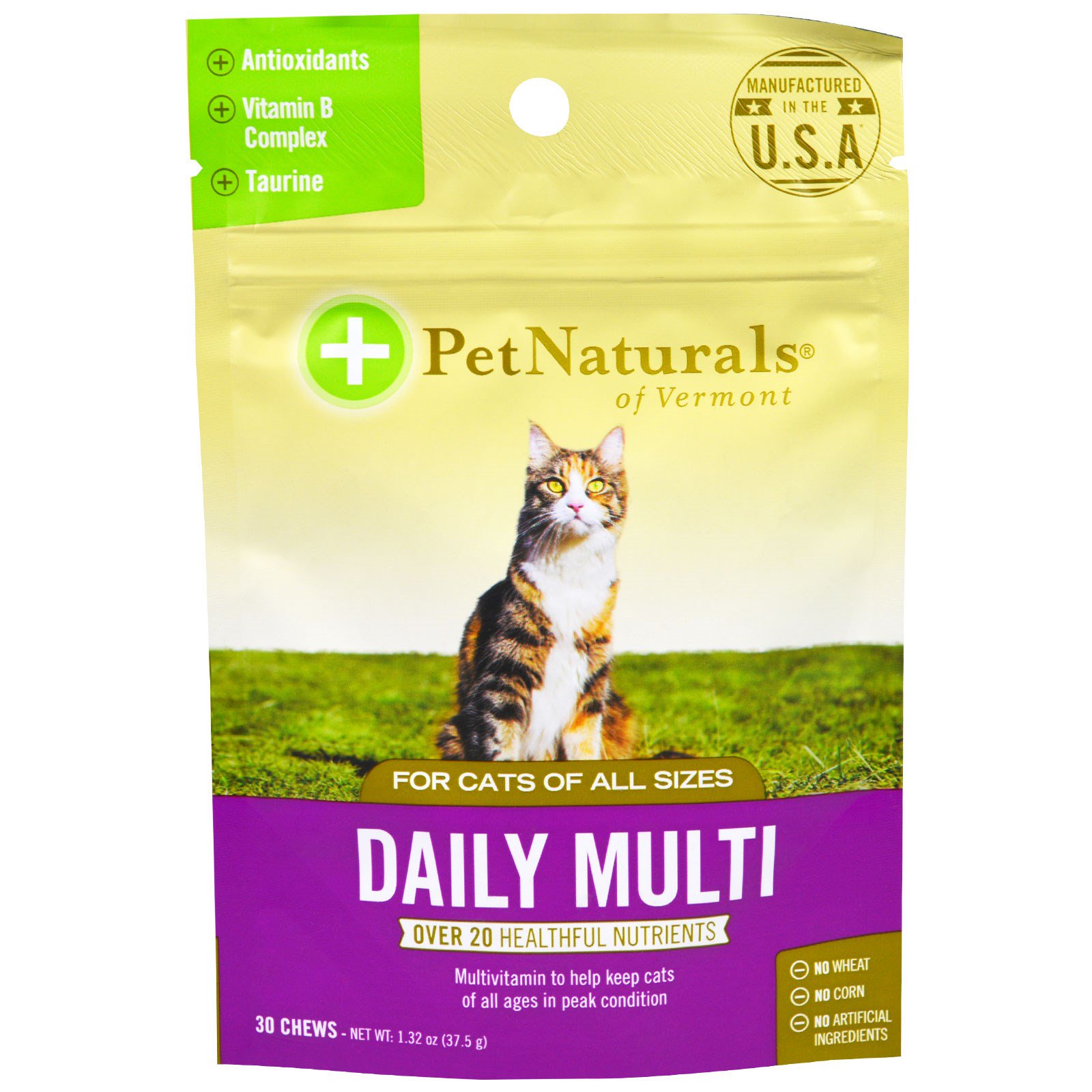 Pet Naturals of Vermont, Ежедневный мультивитамин, для кошек, 30 жевательных таблеток, 1.32 унции (37.5 г)