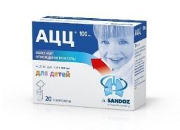 Муколитические средства Sandoz АЦЦ 100 мг гранулы для раствора для детей