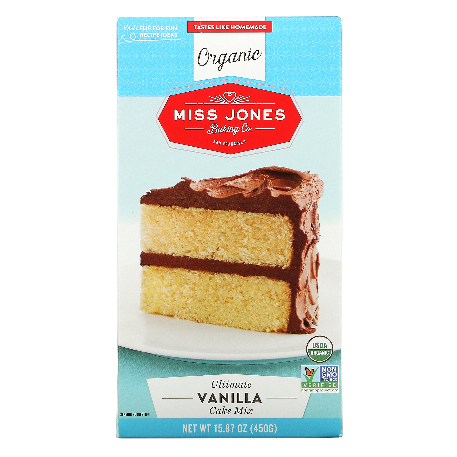 Miss Jones Baking Co, Organic Cake Mix, Vanilla, 15.87 oz (450 g)