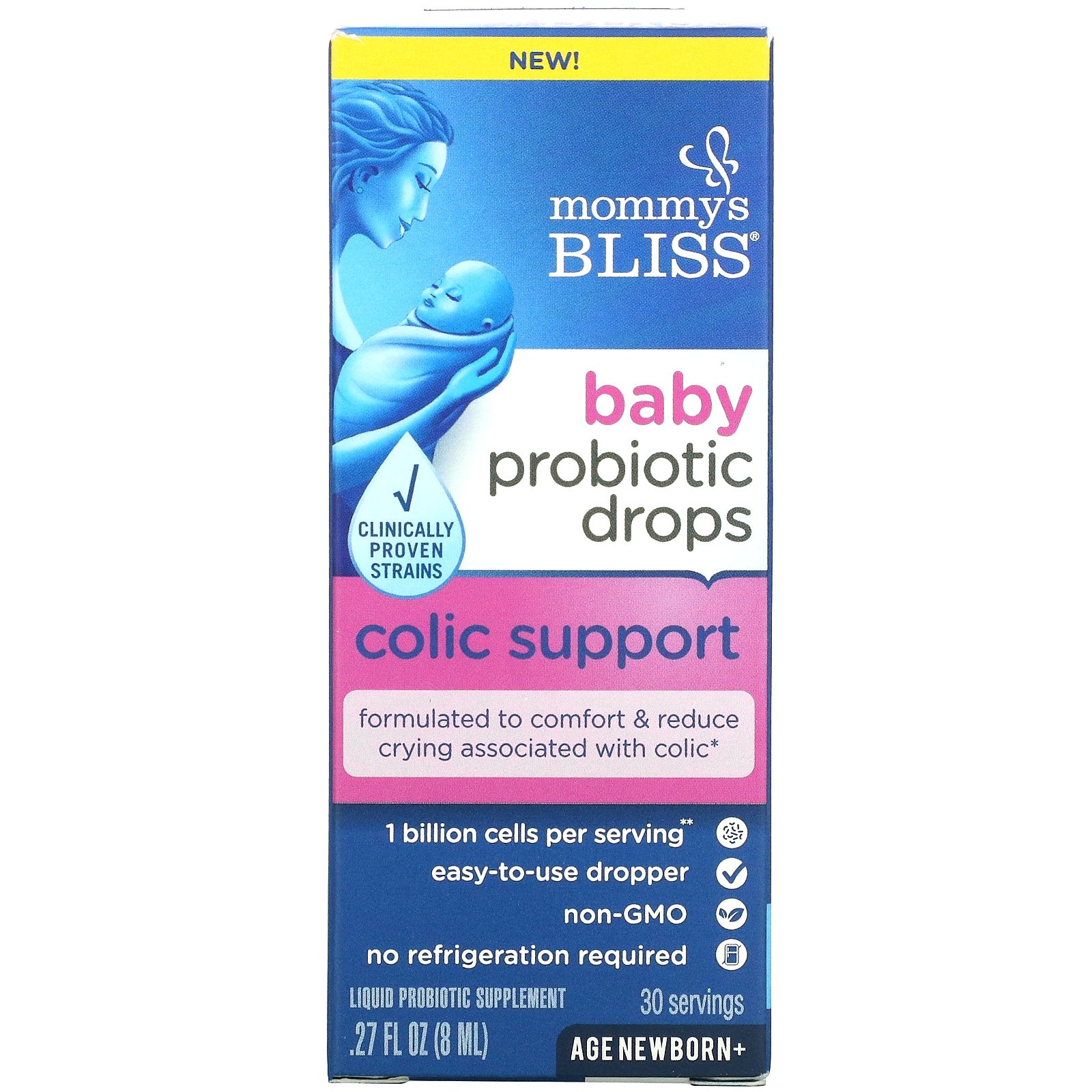 Mommy's Bliss, Baby, Probiotic Drops, Colic Support, Age Newborn +, 0.27 fl oz (8 ml)