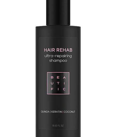 Шампунь Beautific HAIR REHAB Восстанавливающий для поврежденных волос с киноа, кератином и кокосовым маслом