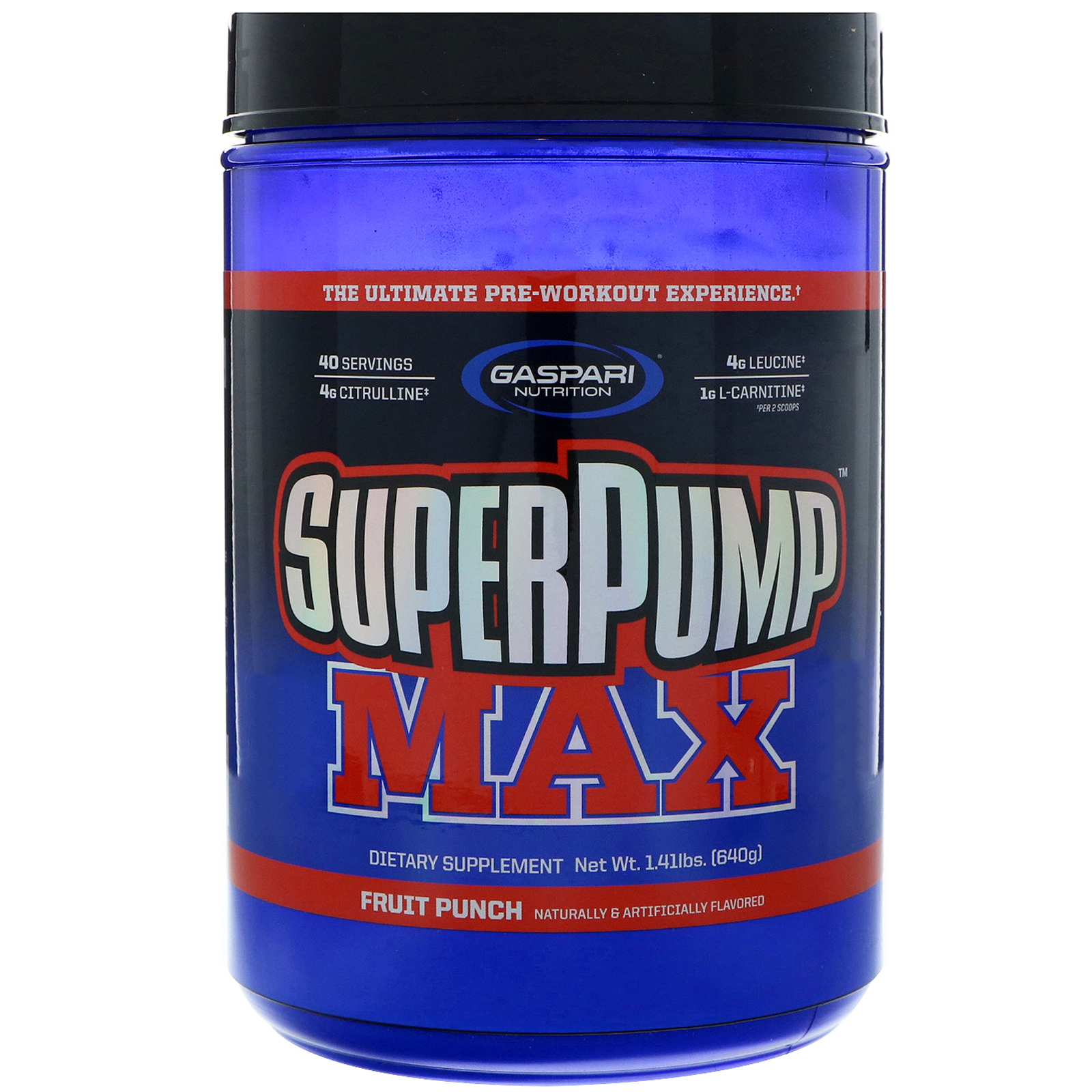 Gaspari Nutrition, SuperPump Max, лучшая добавка для приема перед тренировкой, взрывной фруктовый пунш, 1,41 кг (640 г)