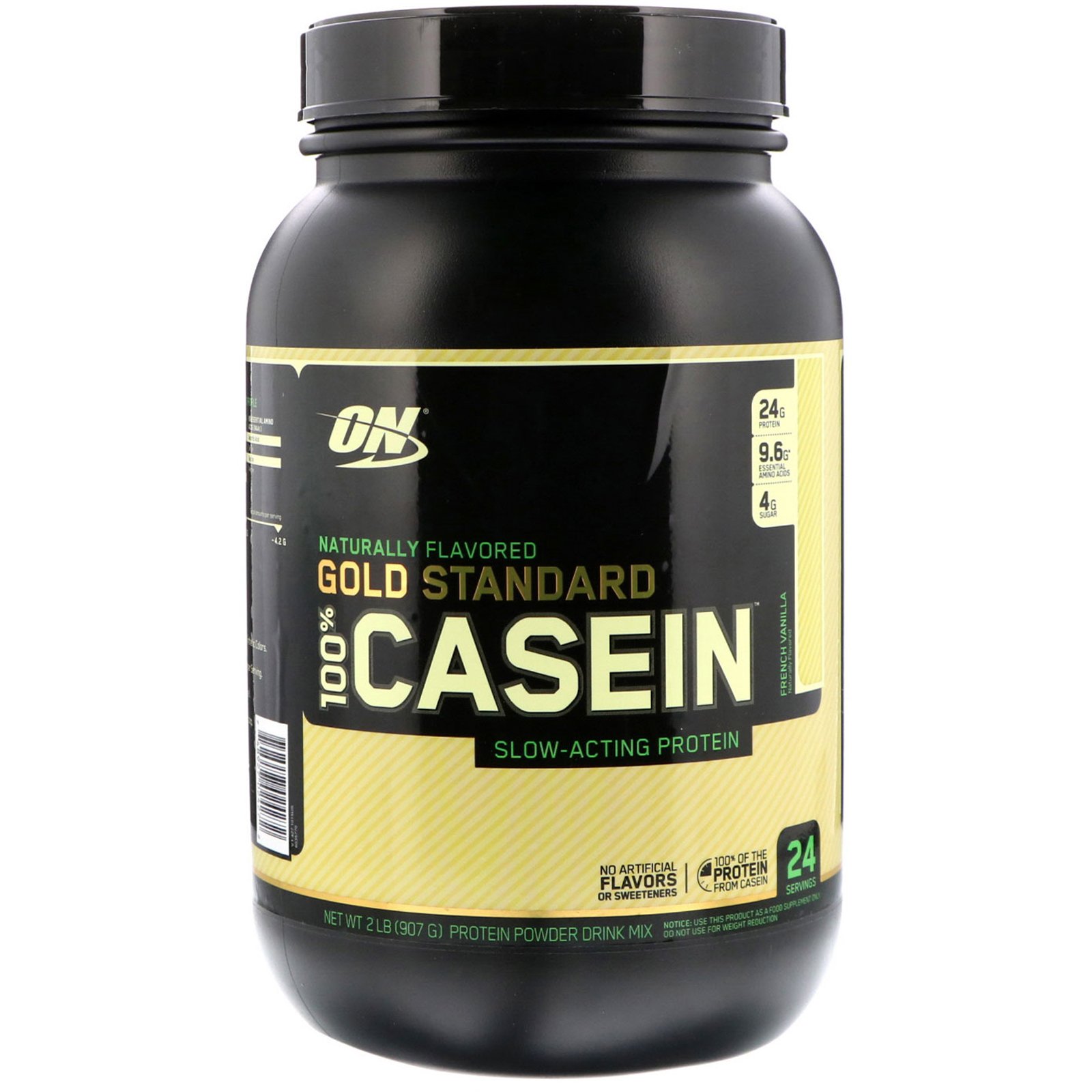 Optimum Nutrition, Gold Standard, 100% казеин, натуральный вкус, французская ваниль, 2 фунта (907 г)