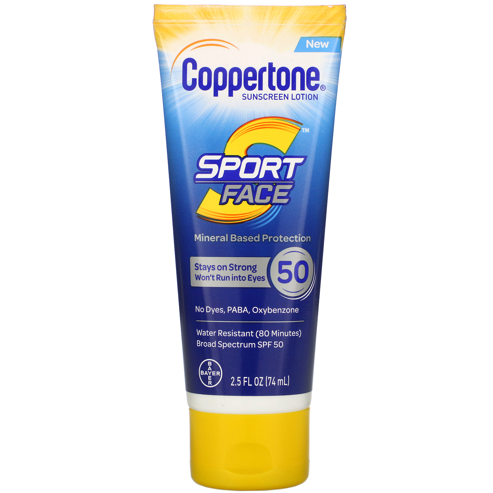 Coppertone, Sport Face, Sunscreen Lotion, SPF 50, 2.5 fl oz (74 ml)