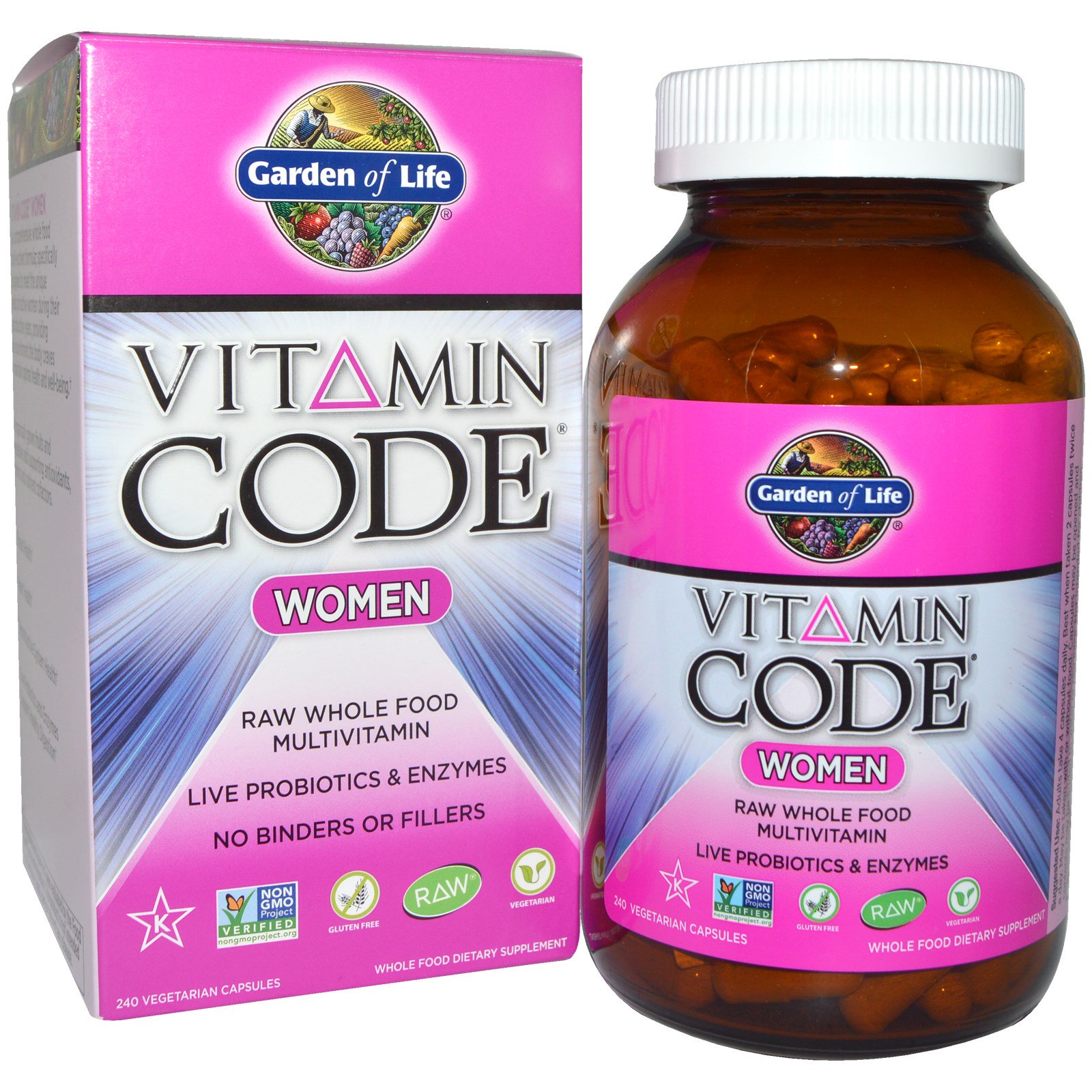 Garden of Life, Vitamin Code, женский, комплекс мультивитаминов из необработанных цельных продуктов, 240 вегетарианских капсул