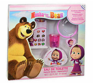  Masha et Ours Set Cadeau Parfum EDT 30ml+ Bracelet + Boucles D'Oreilles Adhésif