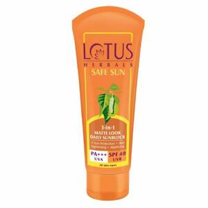  Lotus Herbals безопасное солнце 3 в 1 матовая выглядеть ежедневно солнцезащитный крем SPF-40 Pa +++ 50g