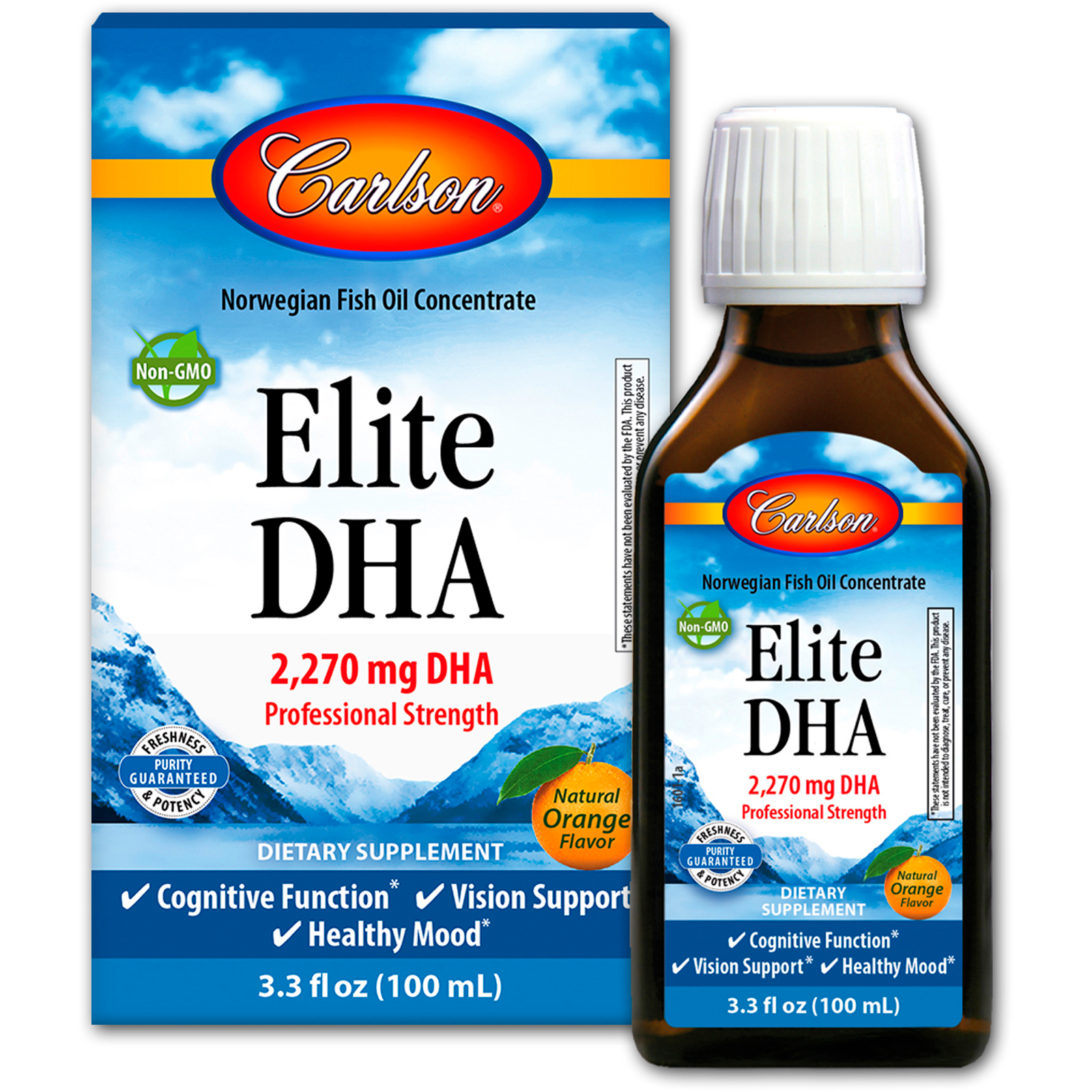 Carlson Labs, Elite DHA, Orange Flavor, 3.3 fl oz (100 ml)