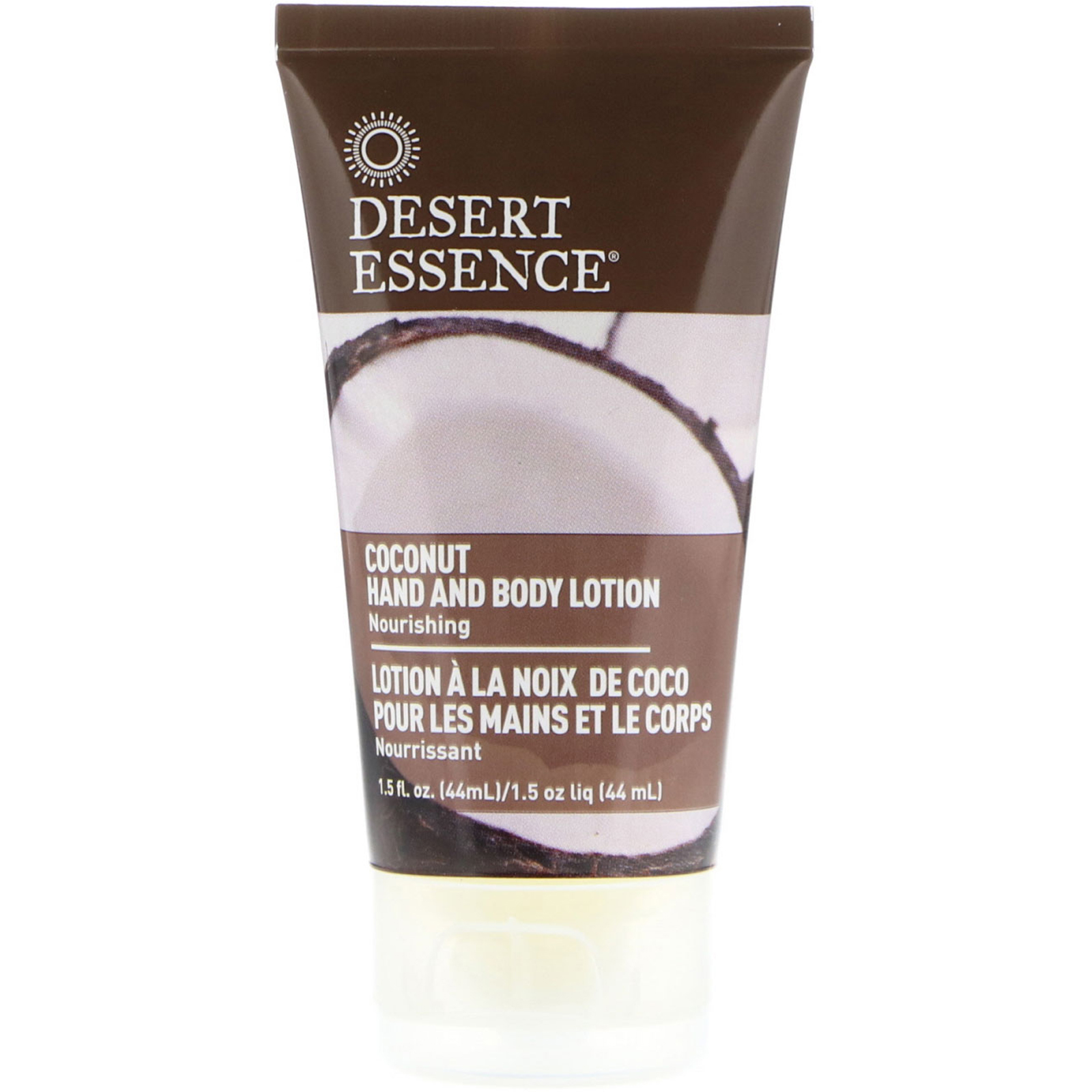 Desert Essence, Компактный размер, Лосьон для рук и тела с кокосовым маслом, 1,5 жидкой унции (44 мл)