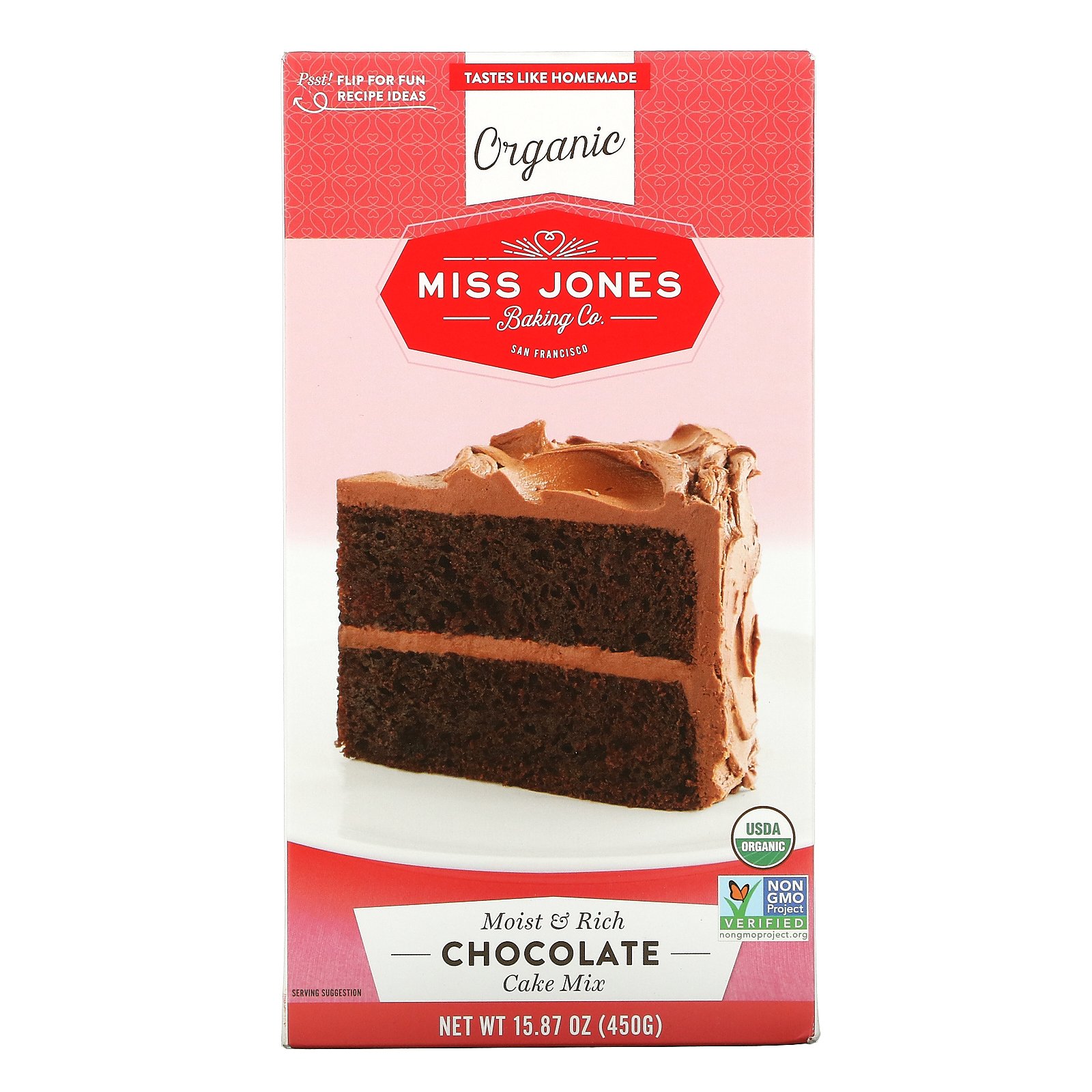 Miss Jones Baking Co, Organic Cake Mix, Chocolate, 15.87 oz (450 g)