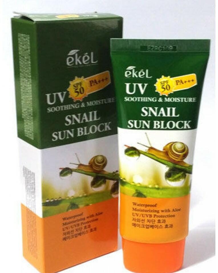 Солнцезащитный крем Ekel UV soothing &amp; moisture SNAIL SUN BLOCK spf 50+