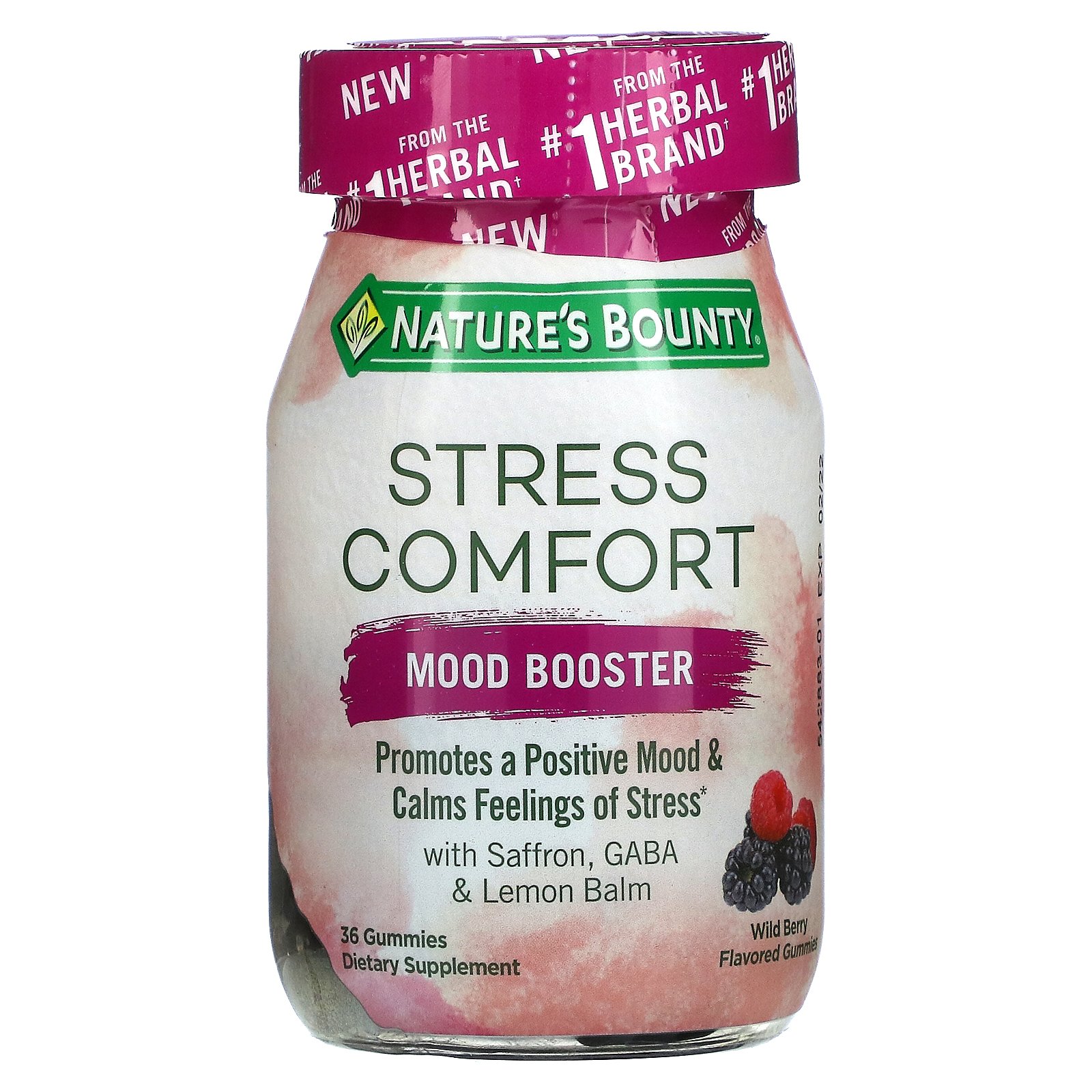 Nature's Bounty, Stress Comfort, Mood Booster, Wild Berry, 36 Gummies....