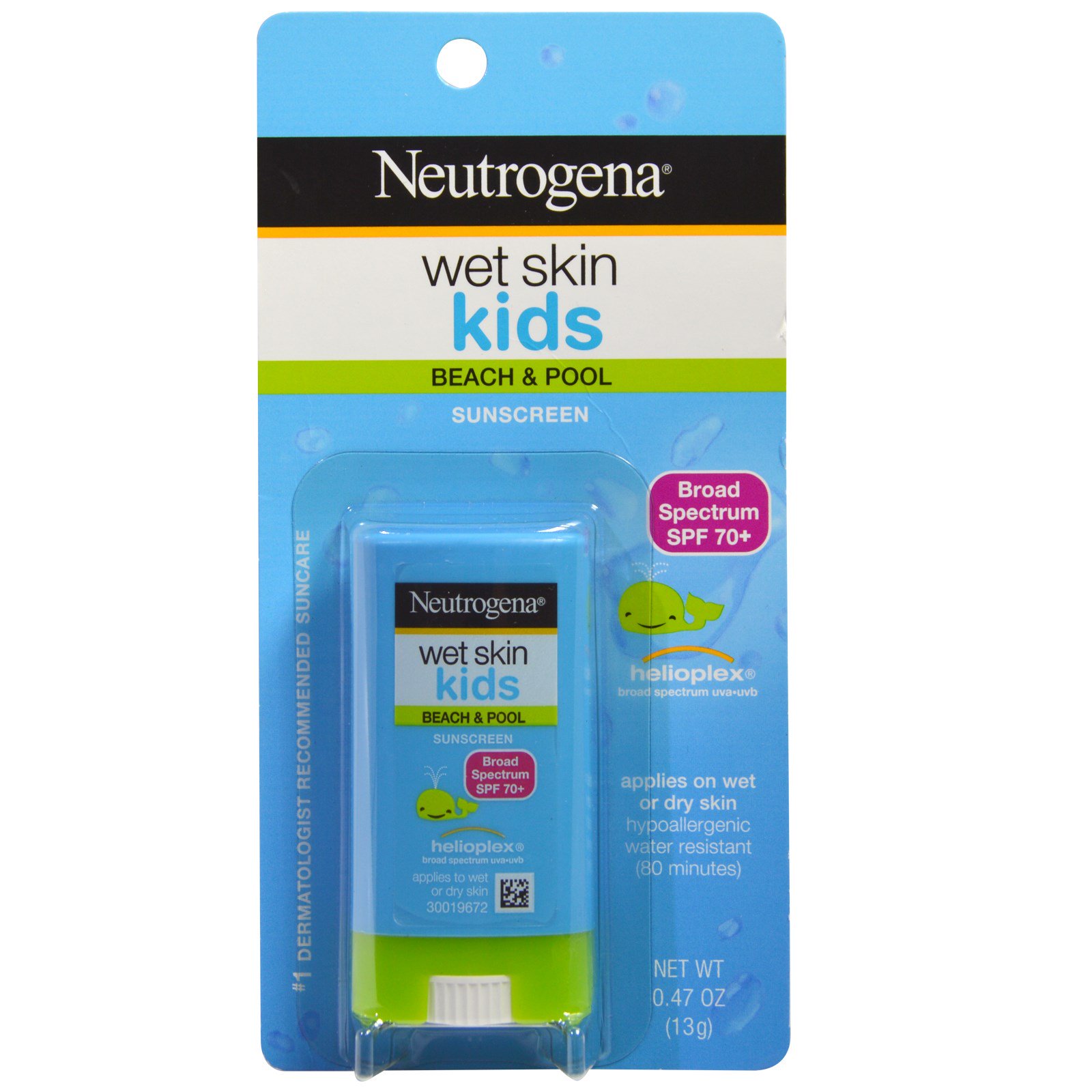 Neutrogena, Wet Skin Kids, твердое средство для загара, SPF 70+, 13 г