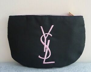  YSL черный атлас макияж косметичка с розовым логотипом, совершенно новый!