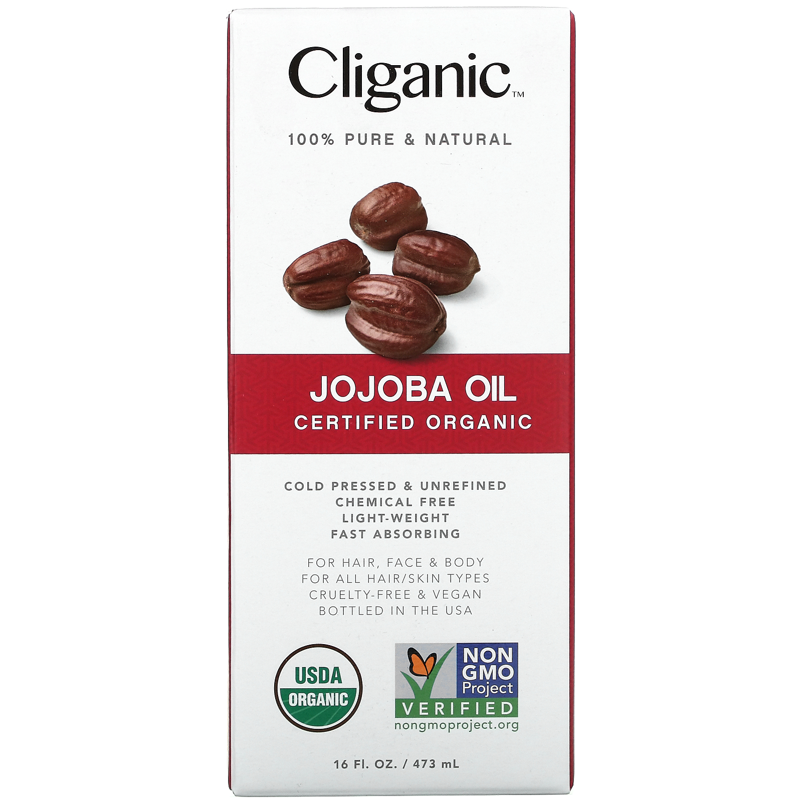 Cliganic, Organic Jojoba Oil, 16 fl oz (473 ml)