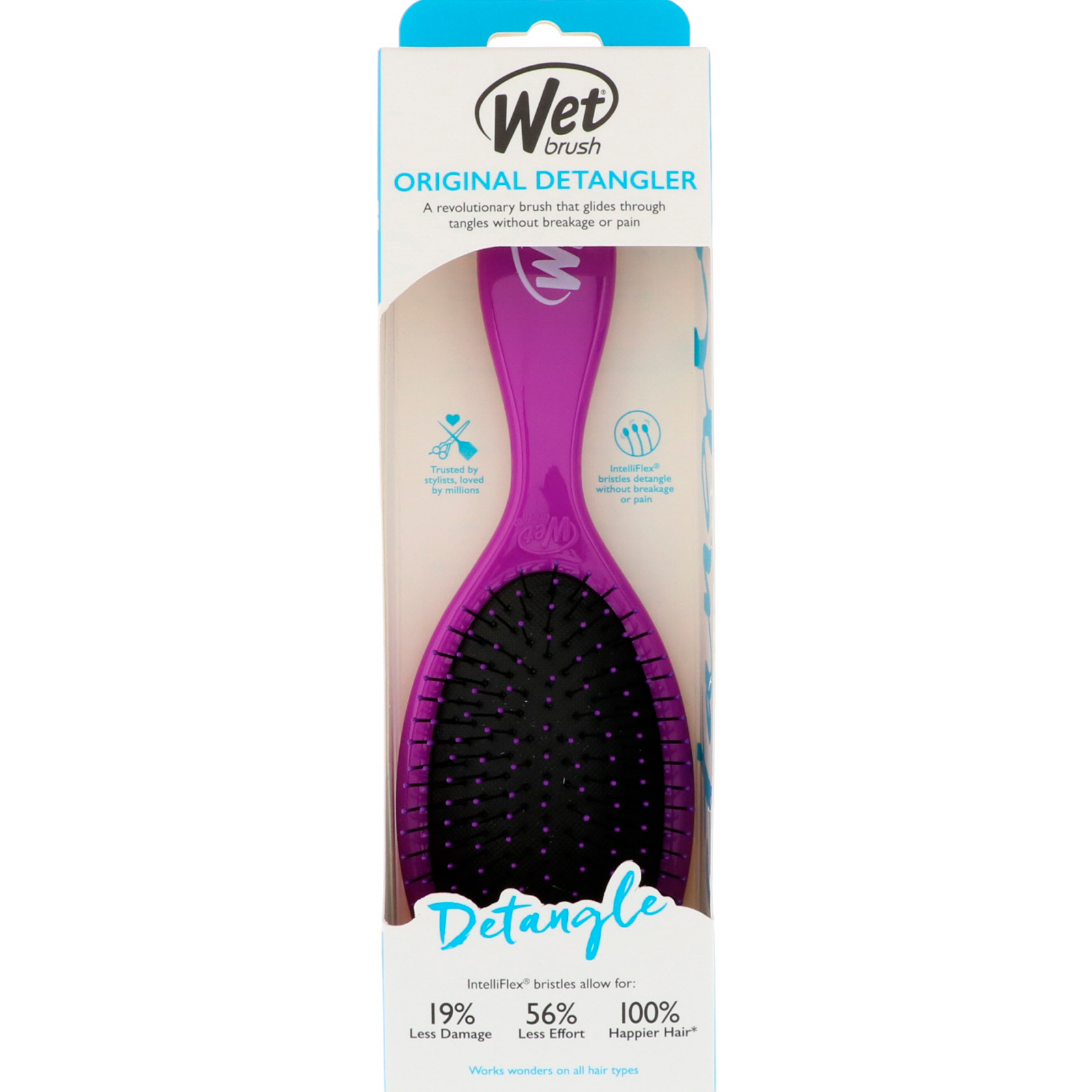 Wet Brush, Оригинальная щетка для распутывания узлов, фиолетовая, 1 щетка