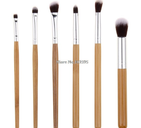 Набор кистей Aliexpress Professional 6 Pcs Bamboo Handle Eye Brushes Makeup Flat Brushes Cosmetics Professional Makeup Brush Set Hairbrush