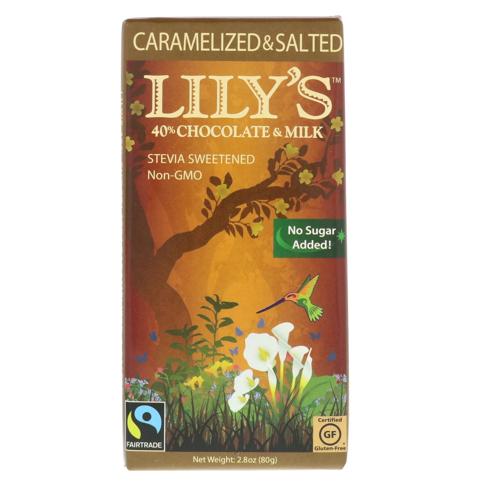 Lily's Sweets, Батончик из 40%-го шоколада и молока, с карамелью и солью, 2,8 унц. (80 г)