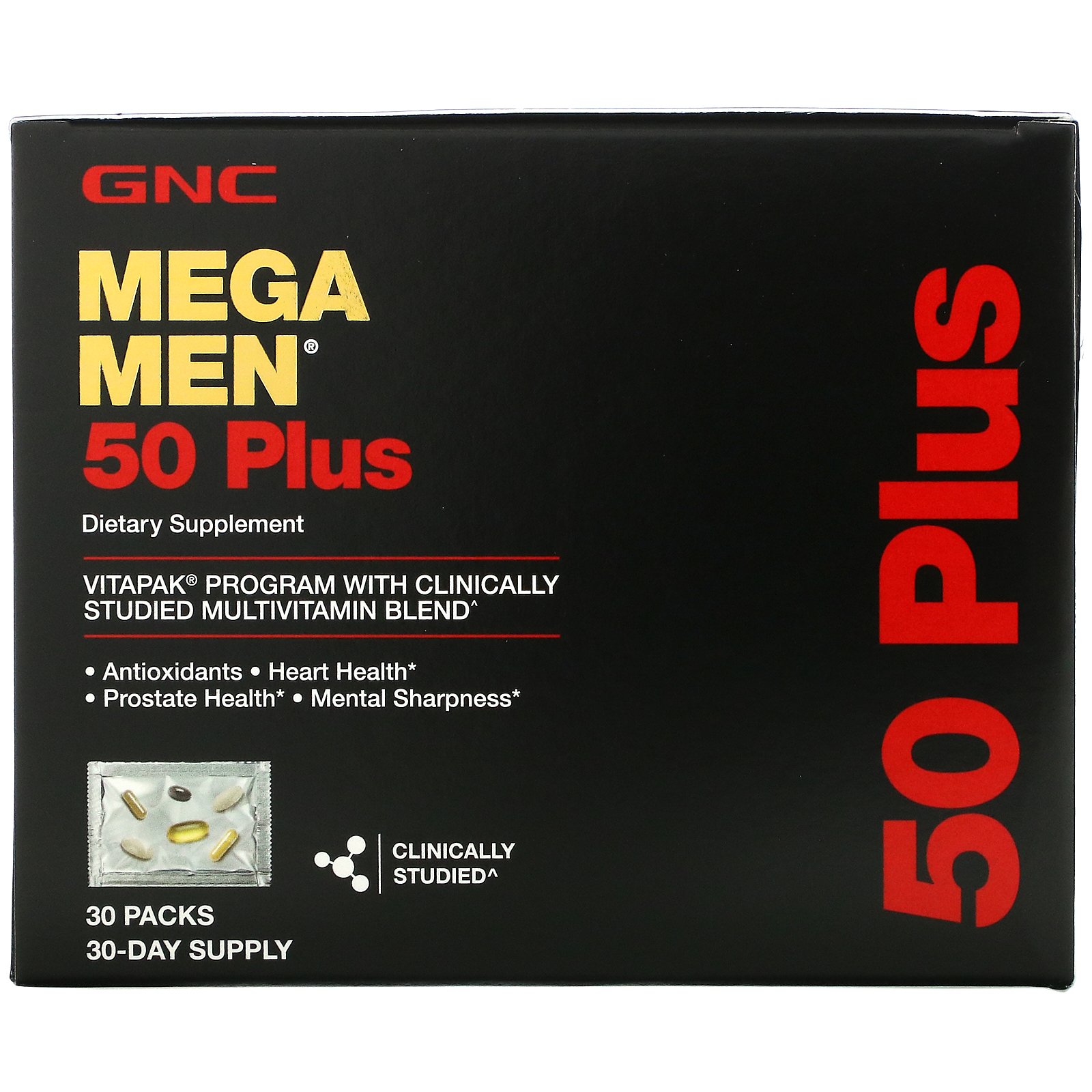 GNC Mega Men, 50 Plus, Multivitamin, 30 Packs