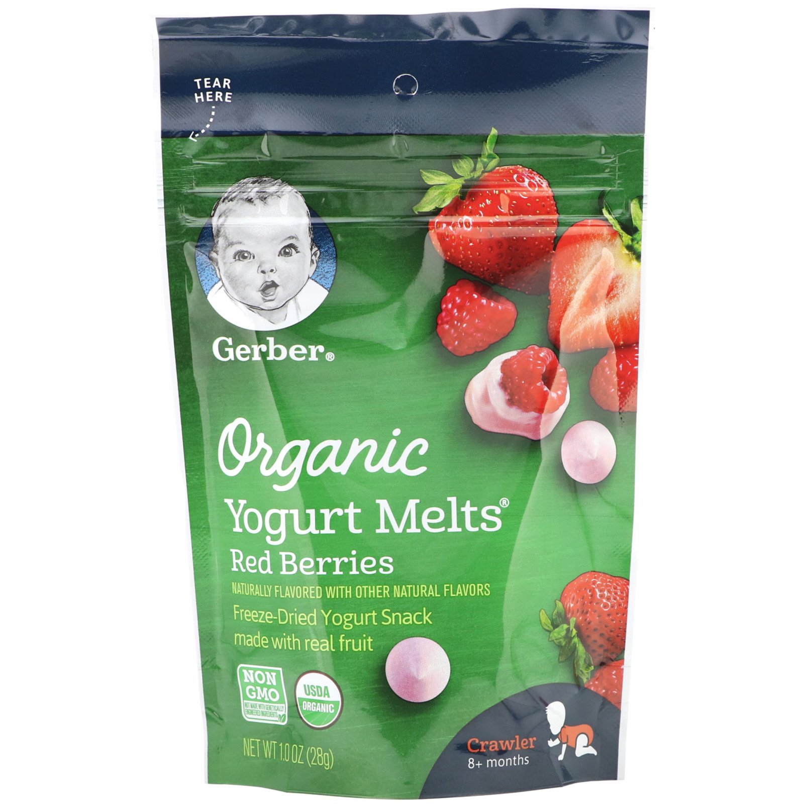 Gerber, Organic Yogurt Melts, Red Berries, 8 + Months, 1.0 oz (28 g)