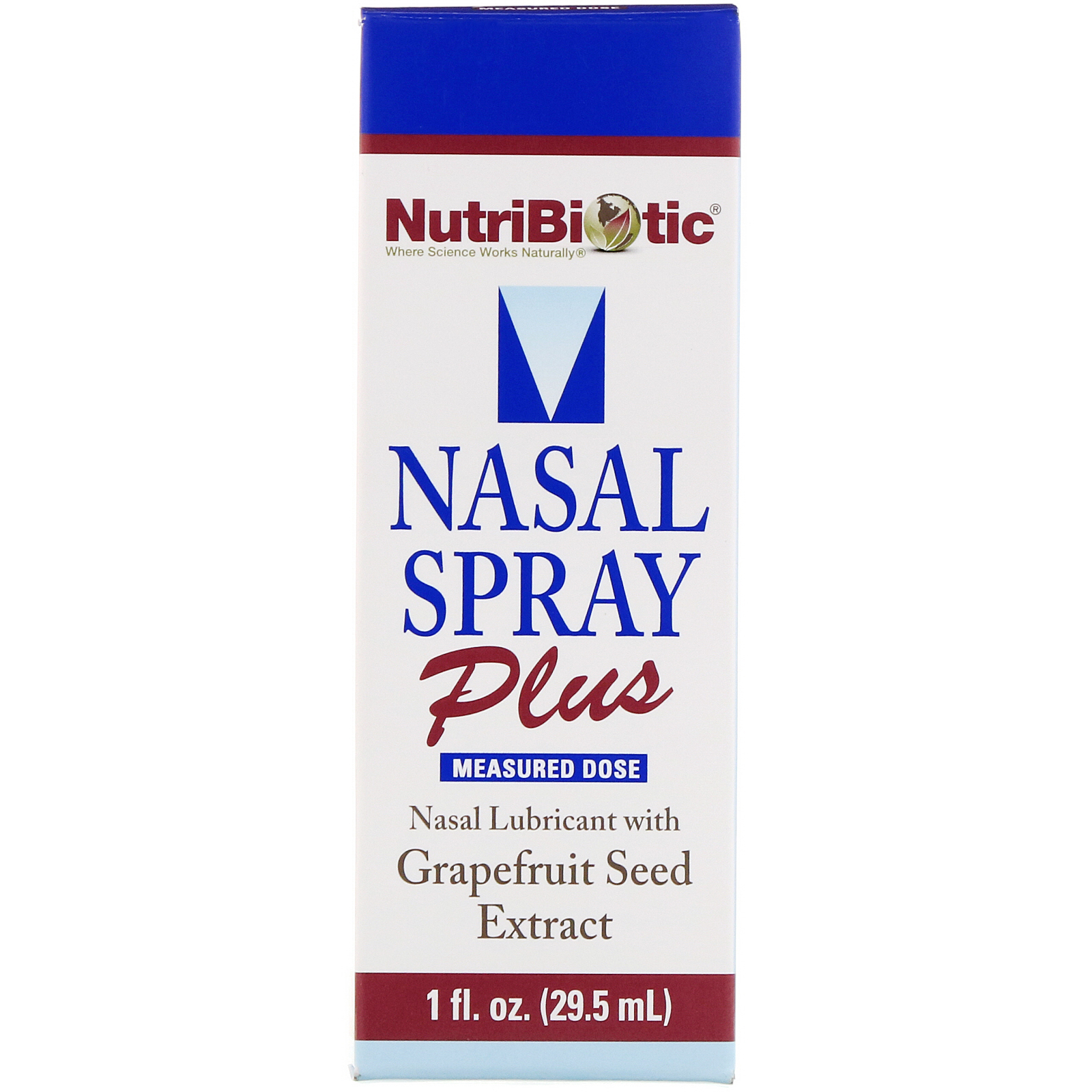 NutriBiotic, "Спрей для носа плюс", спрей для носа с экстрактом семян грейпфрута, 1 жидкая унция (29,5 мл)