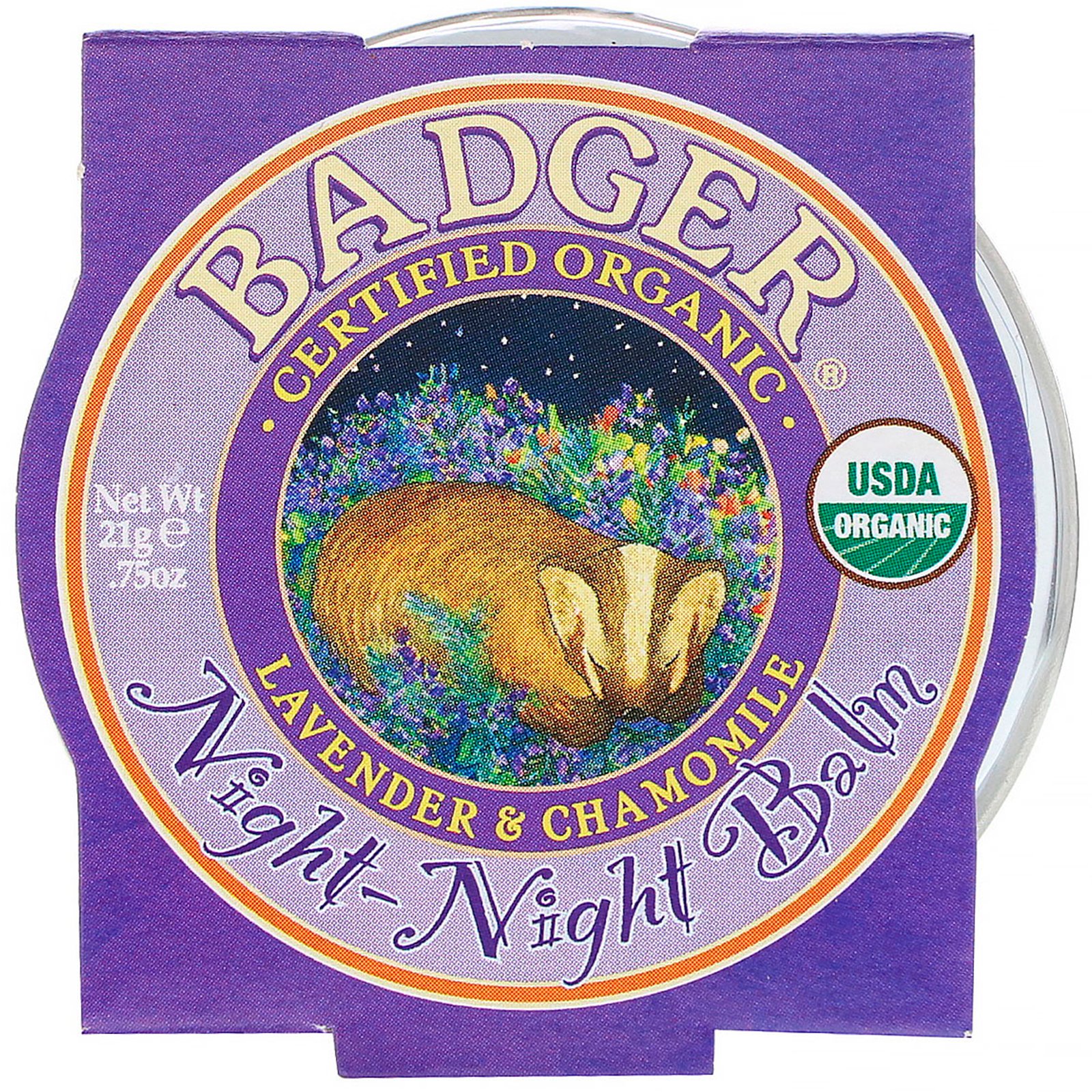 Badger Company, Organic, Night-Night Balm, Lavender &amp; Chamomile, .75 oz (21 g)