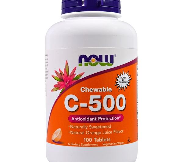 Витамины Now Foods  Chewable C-500, Orange Juice Flavor, 100 Tablets (Витамин С «Жевательный C-500» со вкусом апельсинового сока, 100 таблеток)