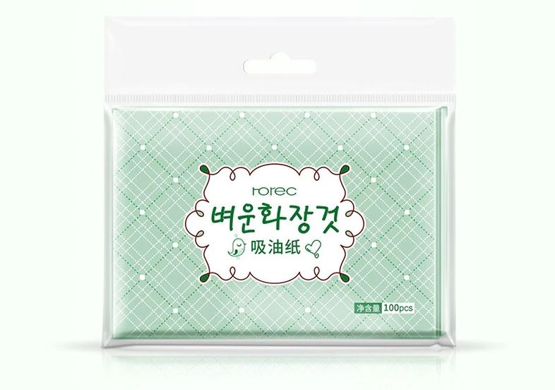 Матирующие салфетки Aliexpress Rorec 100 sheets / pack Green tea face oil blotting sheets Paper facial Cleansing oil control absorbent paper beauty makeup tools