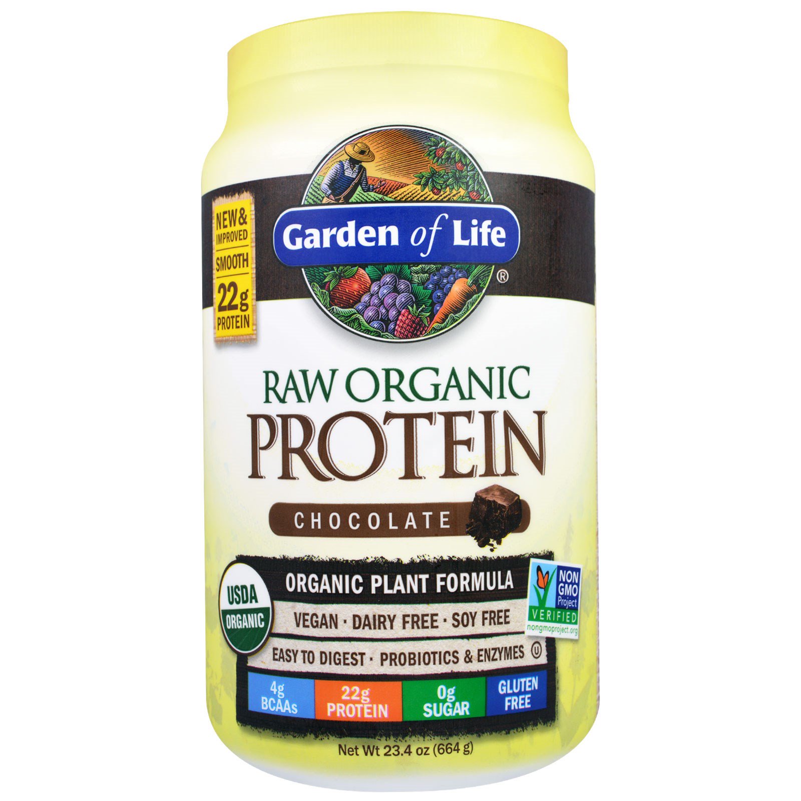 Garden of Life, Raw Organic Protein, органическая растительная формула, шоколадный, 664 г