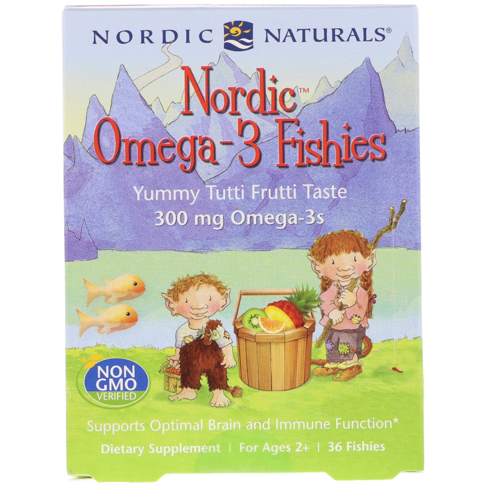 Nordic Naturals, Конфеты в виде рыбок от Nordic с омега-3, со вкусом засахаренных фруктов, 300 мг, 36 конфет