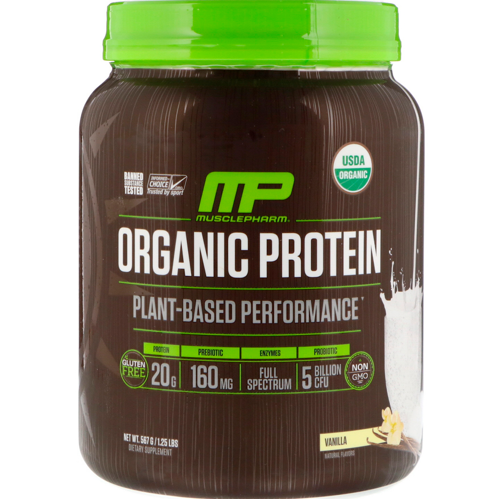 MusclePharm Natural, Органический белок, растительный, ваниль, 567 г